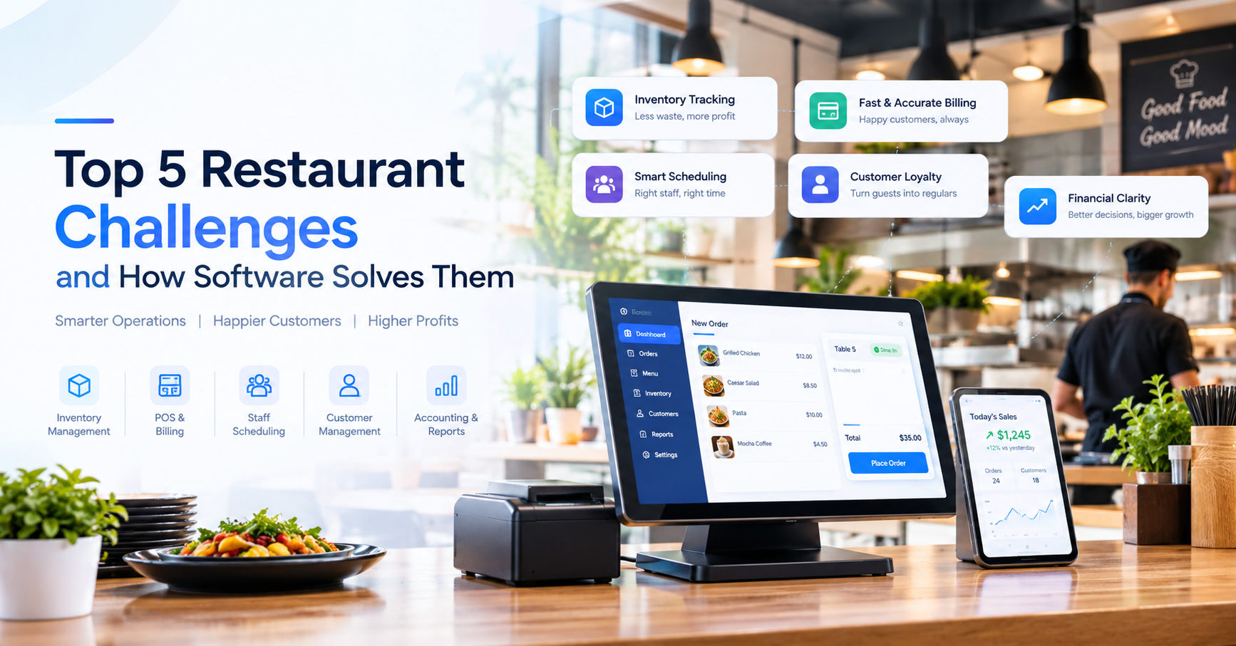 Cover image for Top 5 Restaurant Challenges and How Software Solves Them